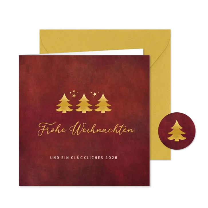 Weihnachtsgrußkarte drei Tannenbäume