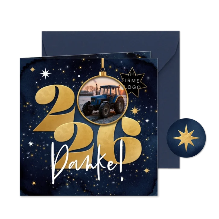 Weihnachtsgrußkarte Firmenlogo Foto 2026 Danke Sterne