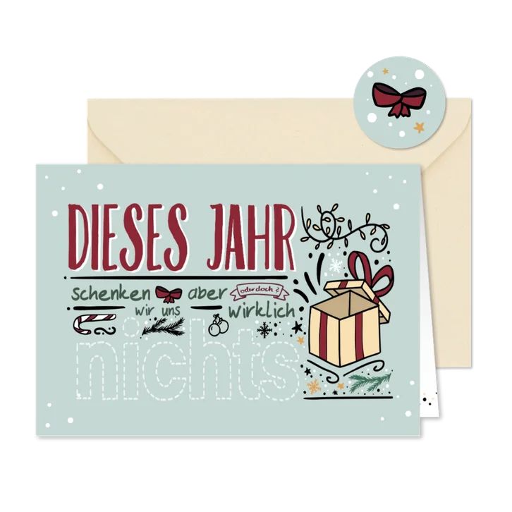 Weihnachtsgutscheinkarte Typografie Geschenk 'Dieses Jahr'
