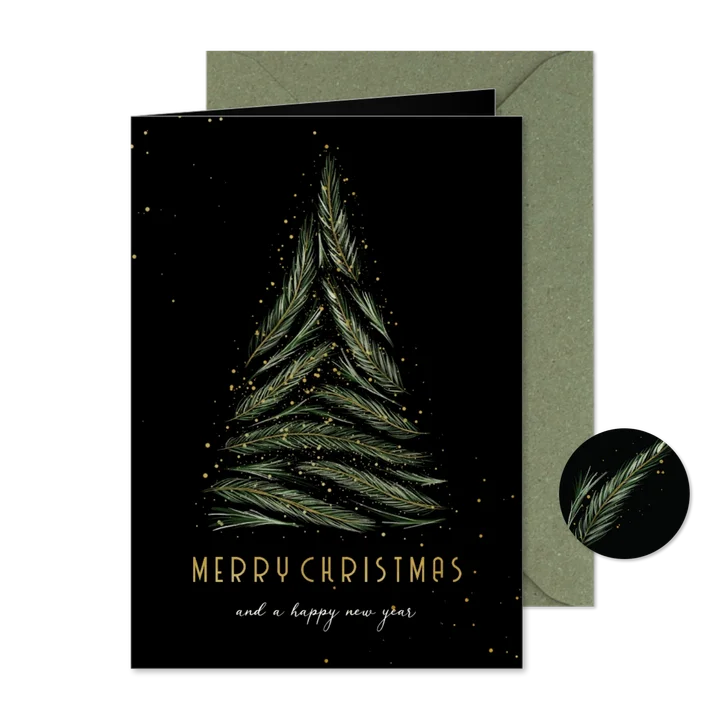 Weihnachtskarte Baum aus Zweigen 'Merry Christmas' 