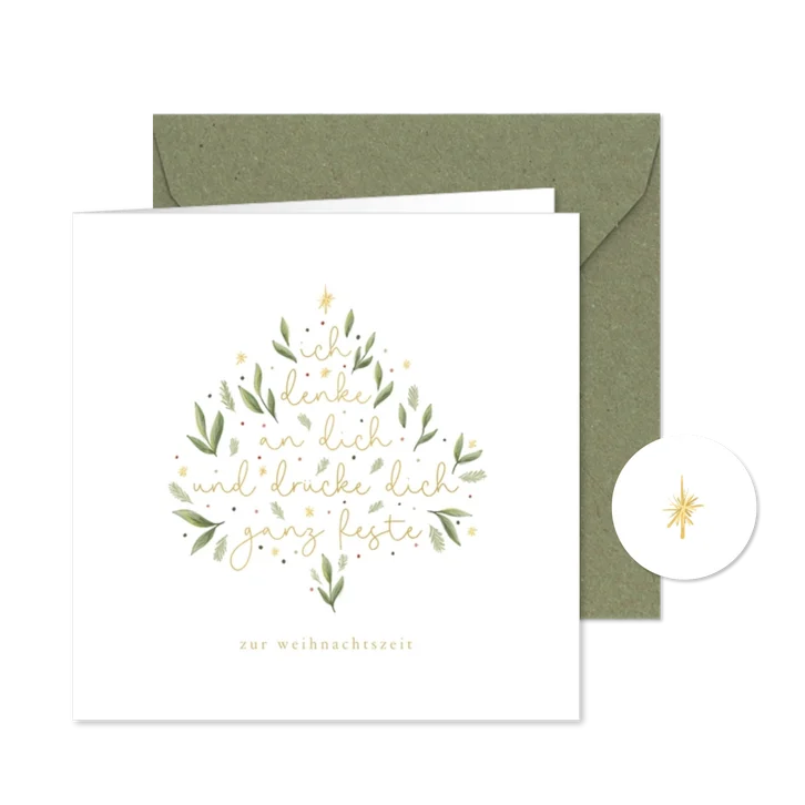 Weihnachtskarte Baum mit tröstenden Worten