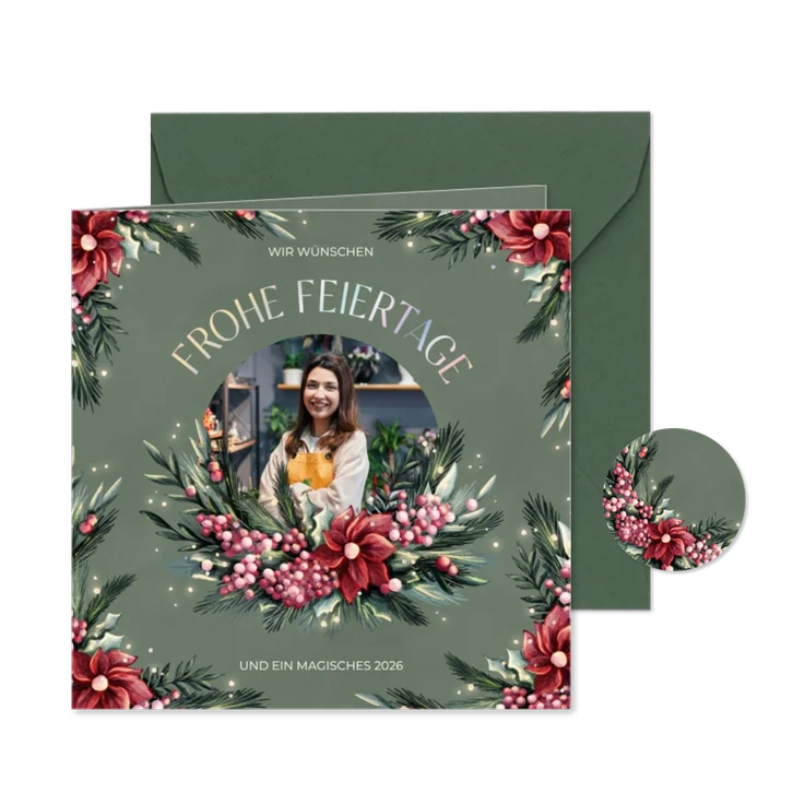 Weihnachtskarte Blumenhandel geschäftlich Florist