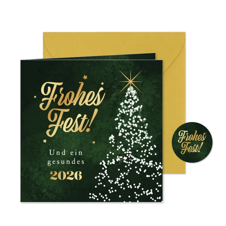 Weihnachtskarte Danke geschäftlich leuchtender Tannenbaum