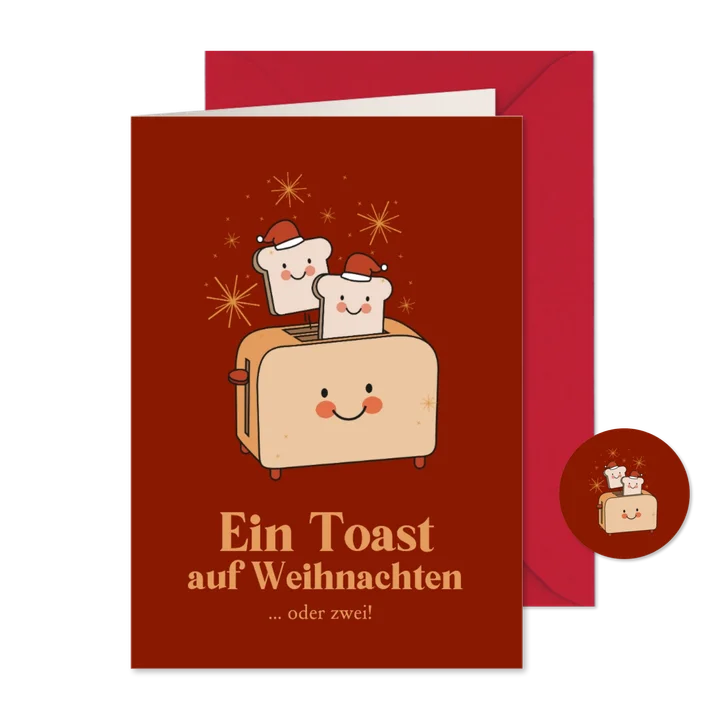 Weihnachtskarte 'Ein Toast auf Weihnachten'