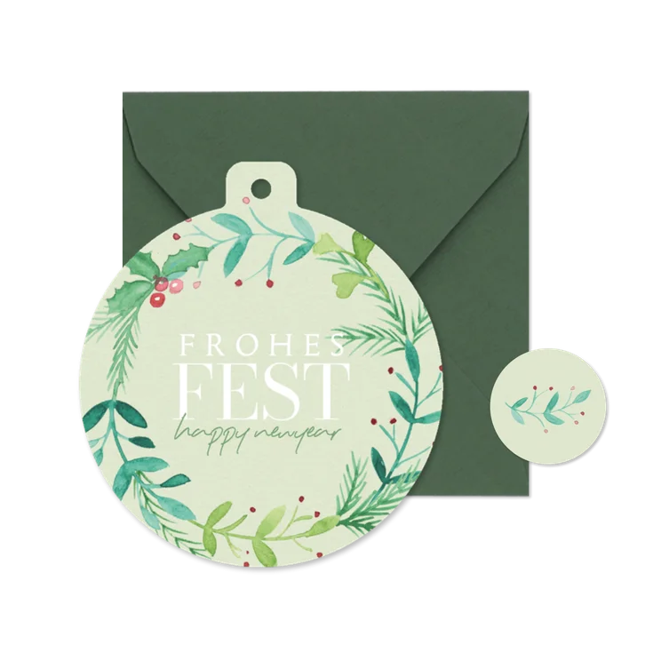 Weihnachtskarte Firma Weihnachtskugelform Kranz