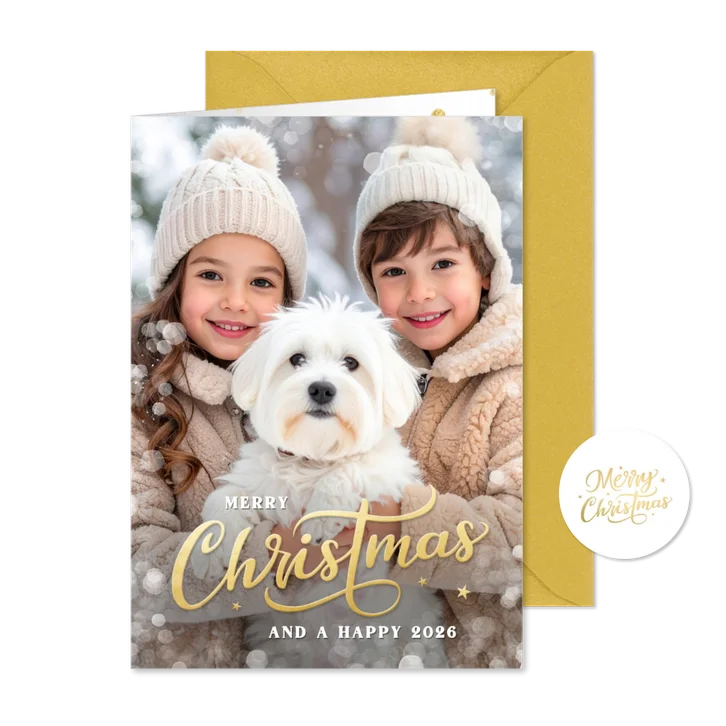 Weihnachtskarte Foto edler Schriftzug 'Merry Christmas'