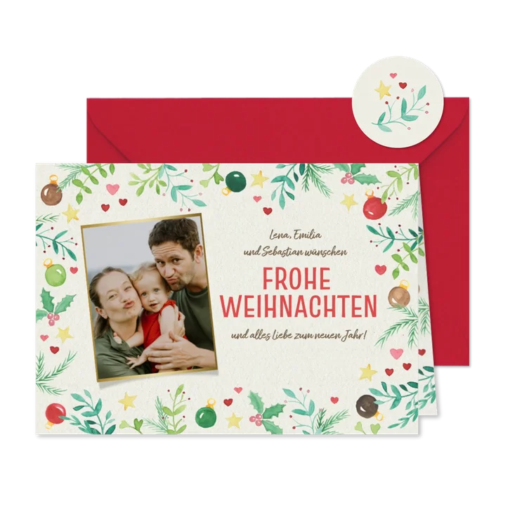 Weihnachtskarte Foto fröhliche Weihnachtssymbole