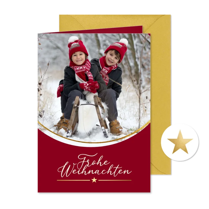 Weihnachtskarte Foto rund 'Frohe Weihnachten'