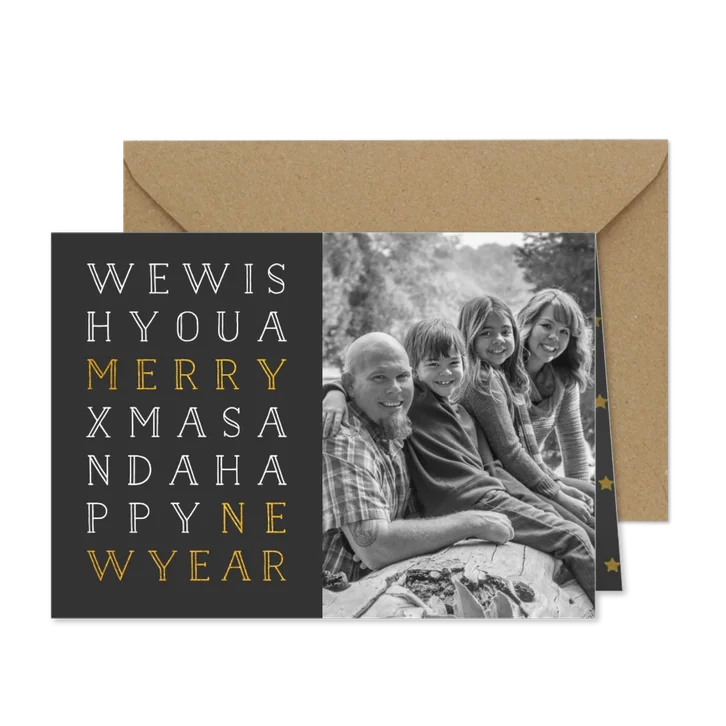 Weihnachtskarte Foto und Typografie