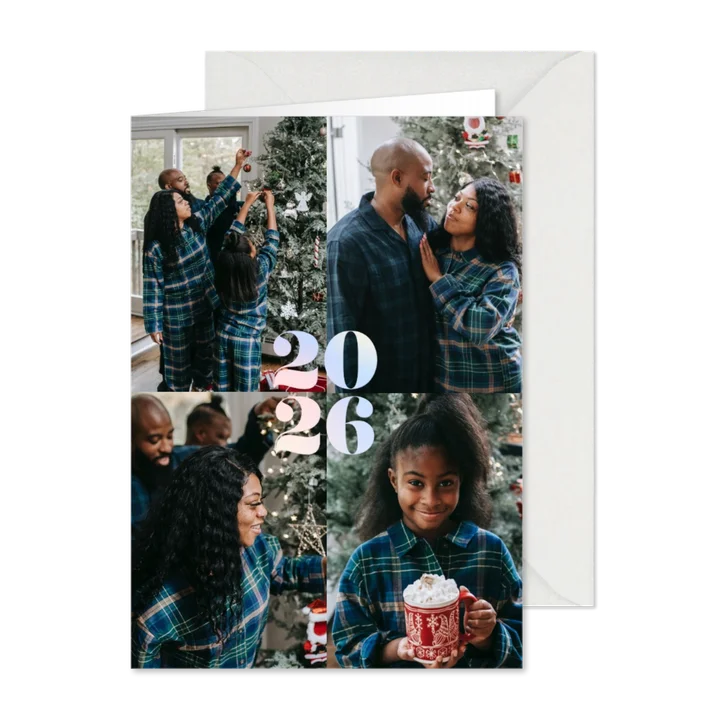 Weihnachtskarte Fotocollage Jahr 2026