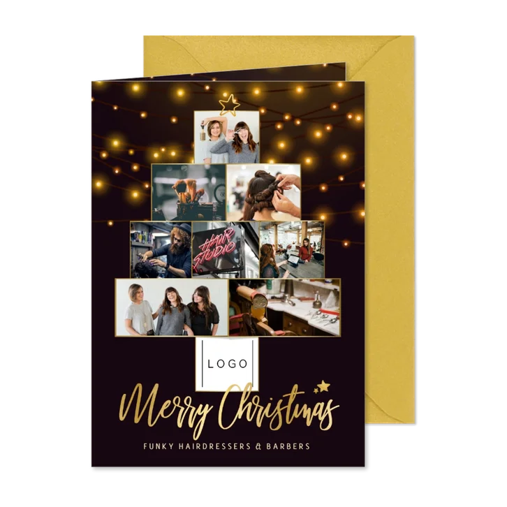 Weihnachtskarte Fotocollage Weihnachtsbaum