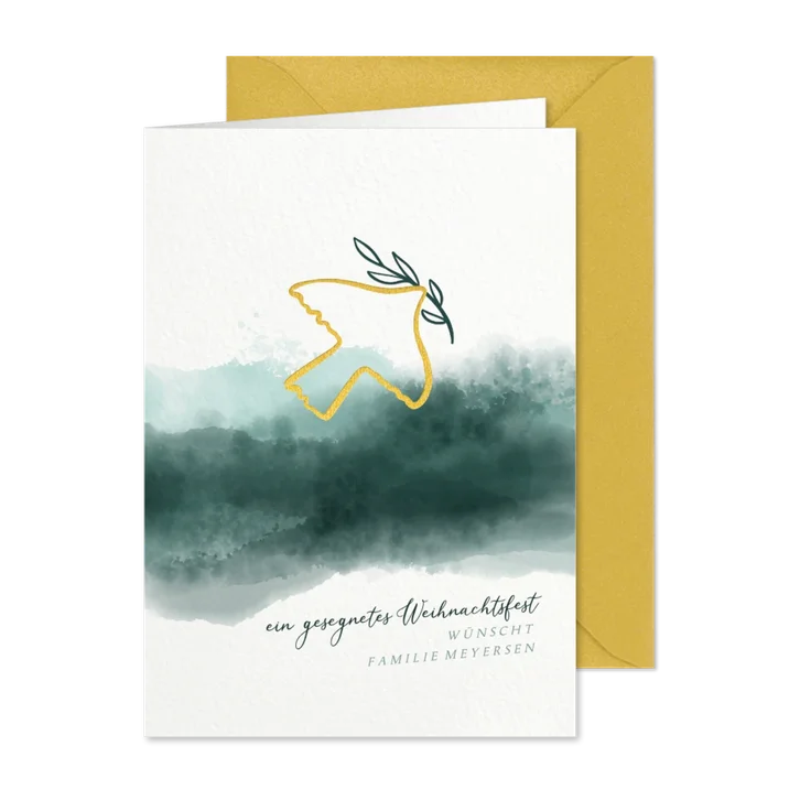 Weihnachtskarte Friedenstaube mit Zweig