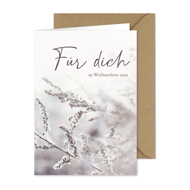 Weihnachtskarte 'Für dich' Gräser mit Raureif