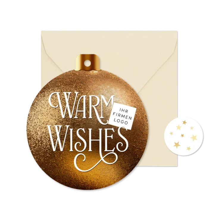 Weihnachtskarte geschäftlich goldene Weihnachskugel Logo
