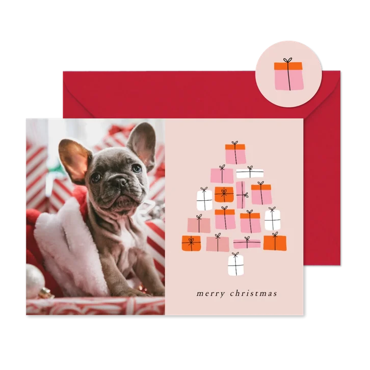 Weihnachtskarte Geschenkebaum & eigenes Foto