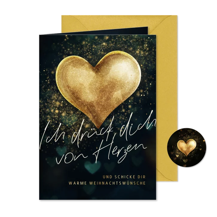 Weihnachtskarte goldenes Herz 
