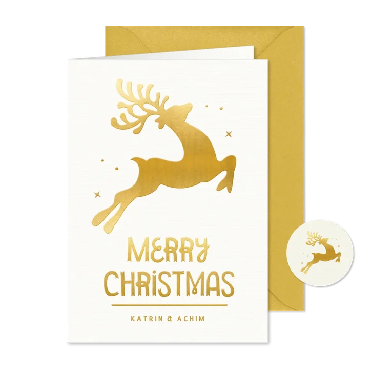 Weihnachtskarte goldenes Rentier