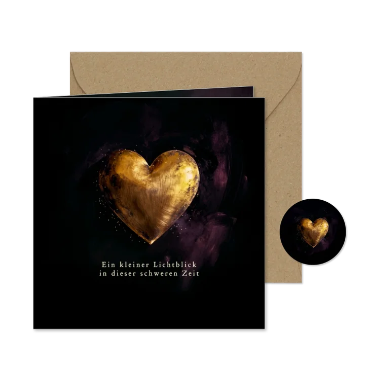 Weihnachtskarte Goldherz Lichtblick Trost Lila