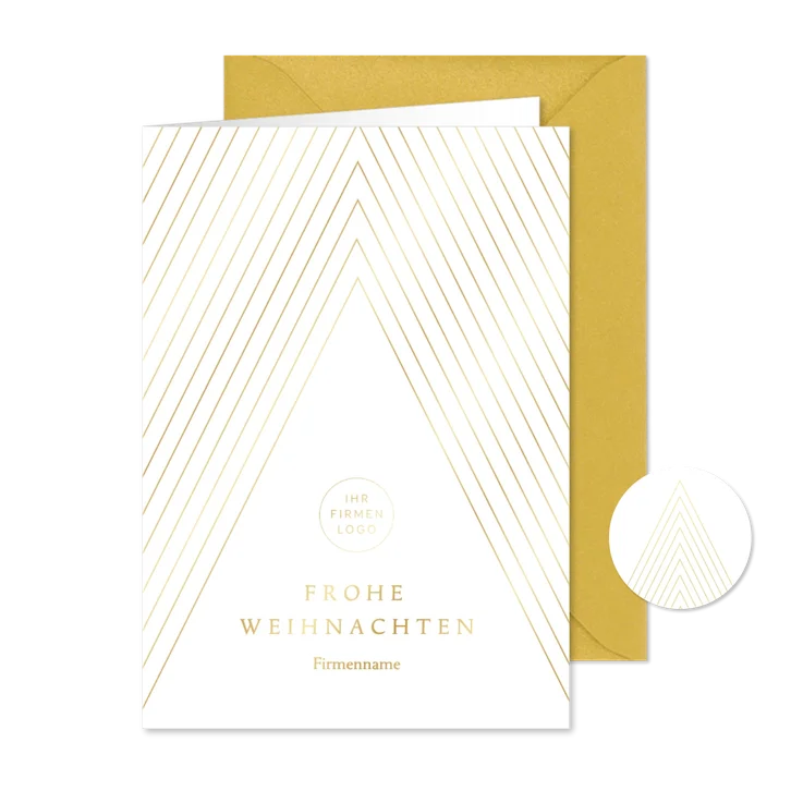 Weihnachtskarte Goldlinien Weihnachtsbaum Logo