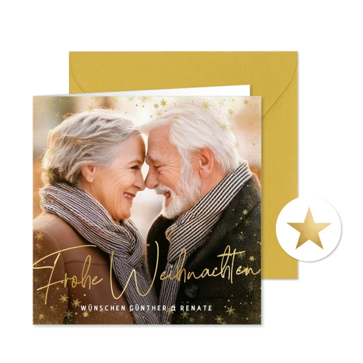Weihnachtskarte großes Foto Sternerahmen