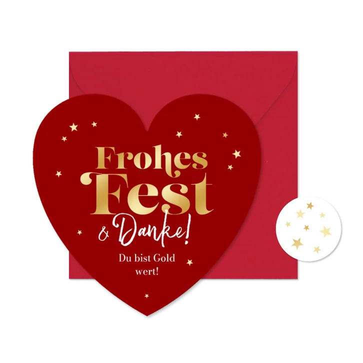 Weihnachtskarte Herz 'Gold wert'