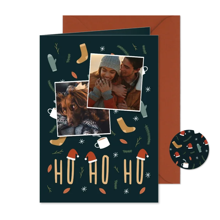 Weihnachtskarte ho, ho, ho schöne Illustrationen und Fotos