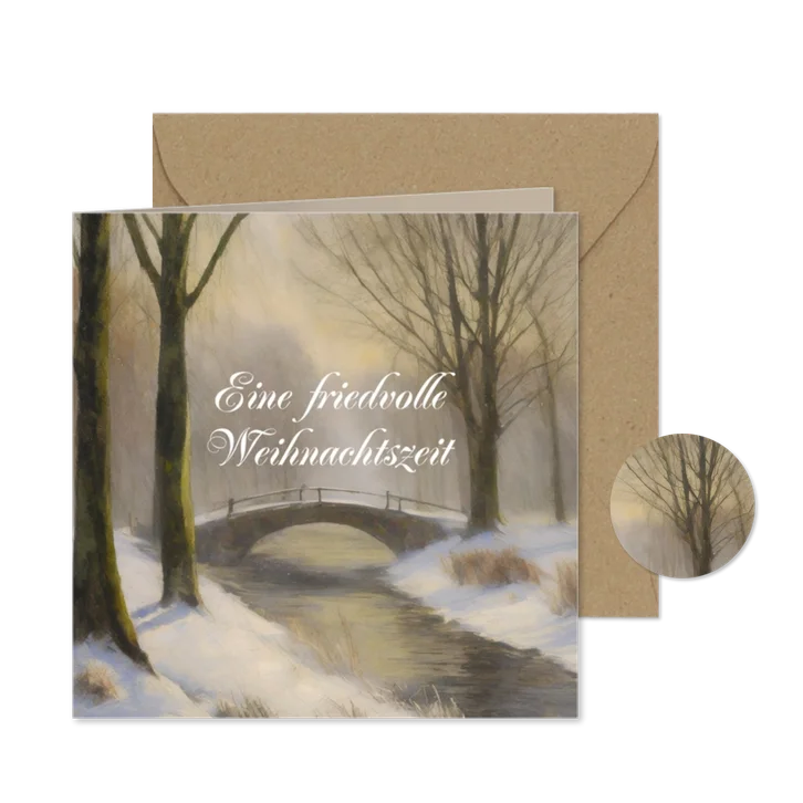 Weihnachtskarte Landschaft Brücke & Fluss