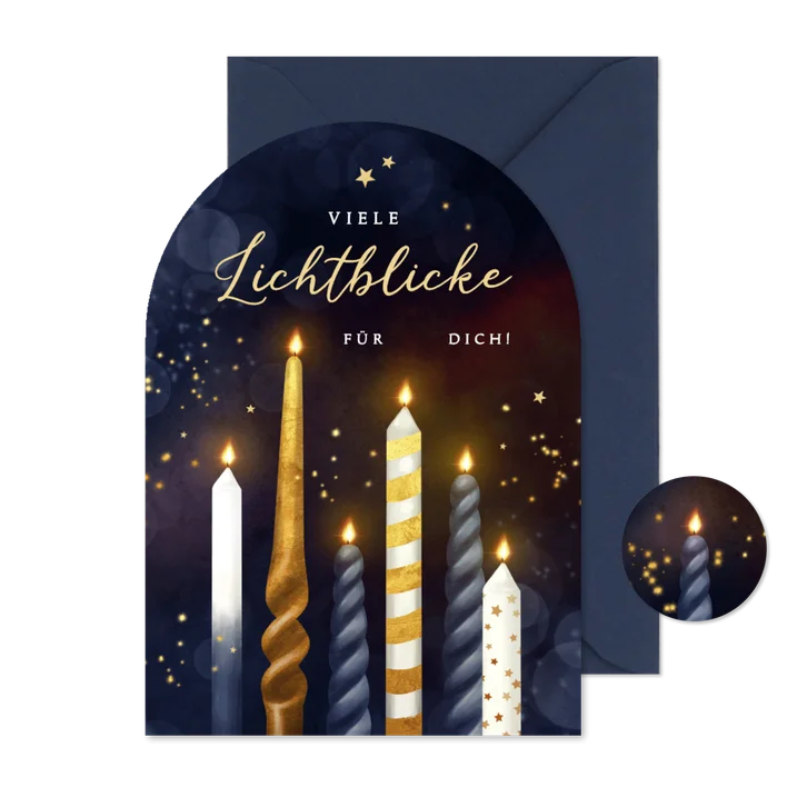 Weihnachtskarte Lichtblicke 6 Kerzen Bogenform