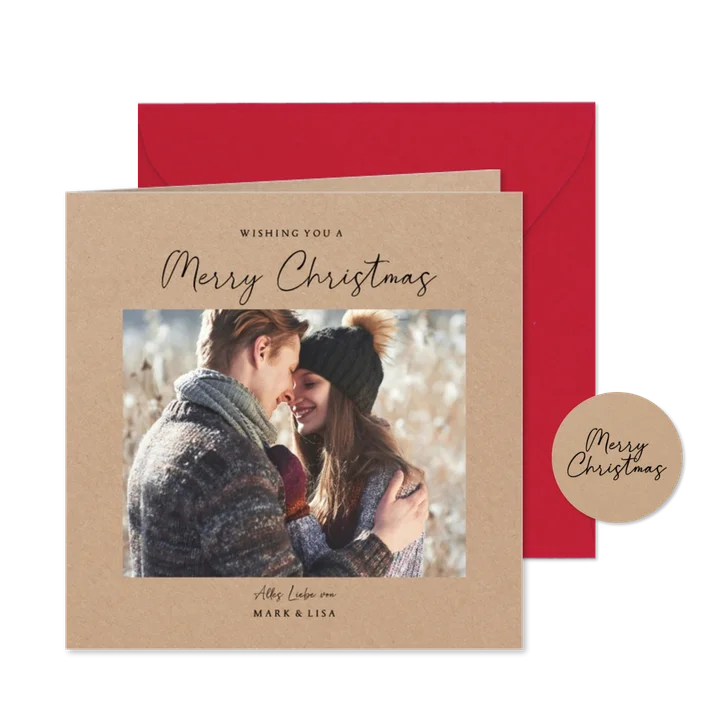 6x Weihnachtskarten Mit Fotorahmen & Umschlägen – Personalisierbar, Aztekisches Design