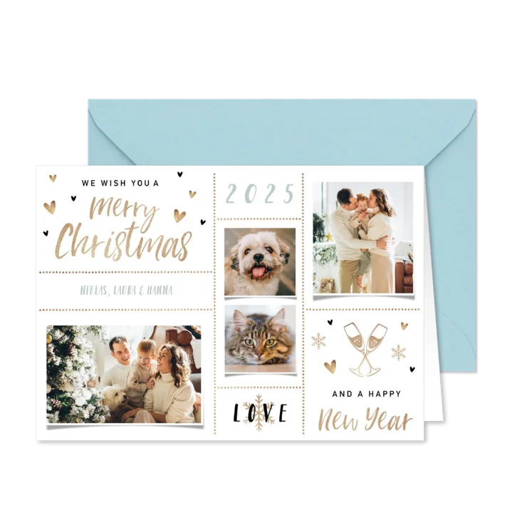 Weihnachtskarte mit Fotocollage und Handlettering