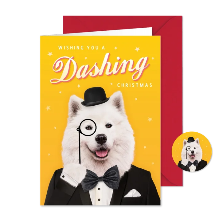 Weihnachtskarte mit Hund 'Dashing Christmas'