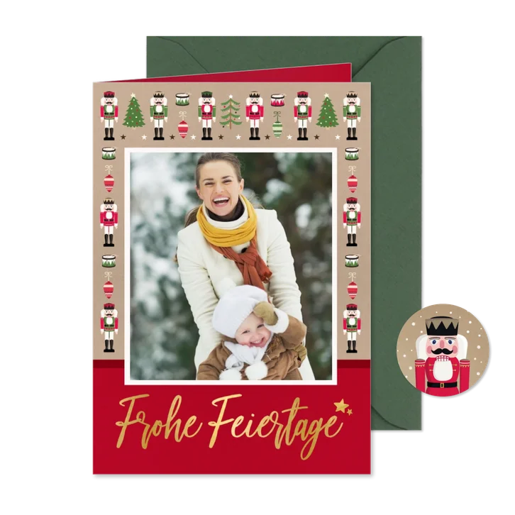 Weihnachtskarte mit Nussknacker Rahmen & großem Foto