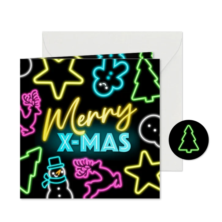 Weihnachtskarte Neon-Weihnachtsfiguren