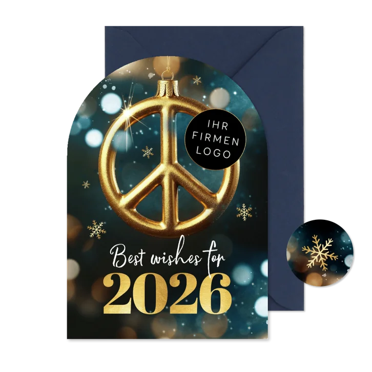 Weihnachtskarte Peace international mit Logo Bogenkarte