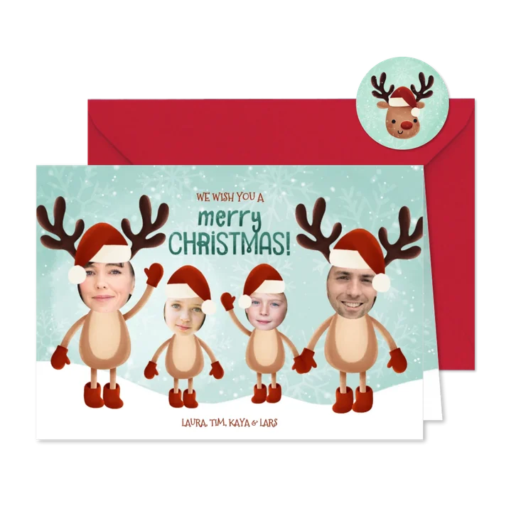 Weihnachtskarte Rentiere mit Fotos