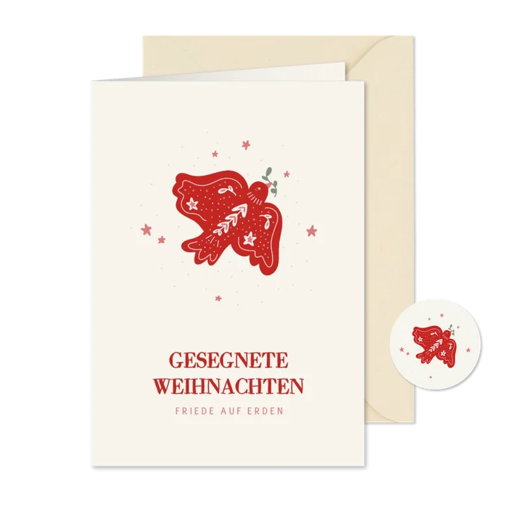 Weihnachtskarte rote Friedenstaube