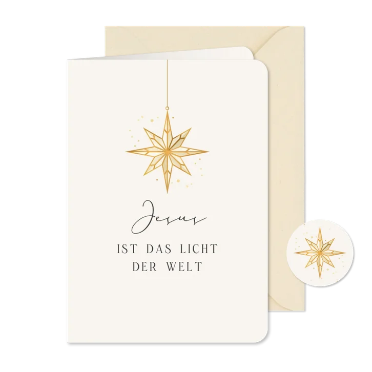 Weihnachtskarte Stern 'Jesus ist das Licht der Welt'