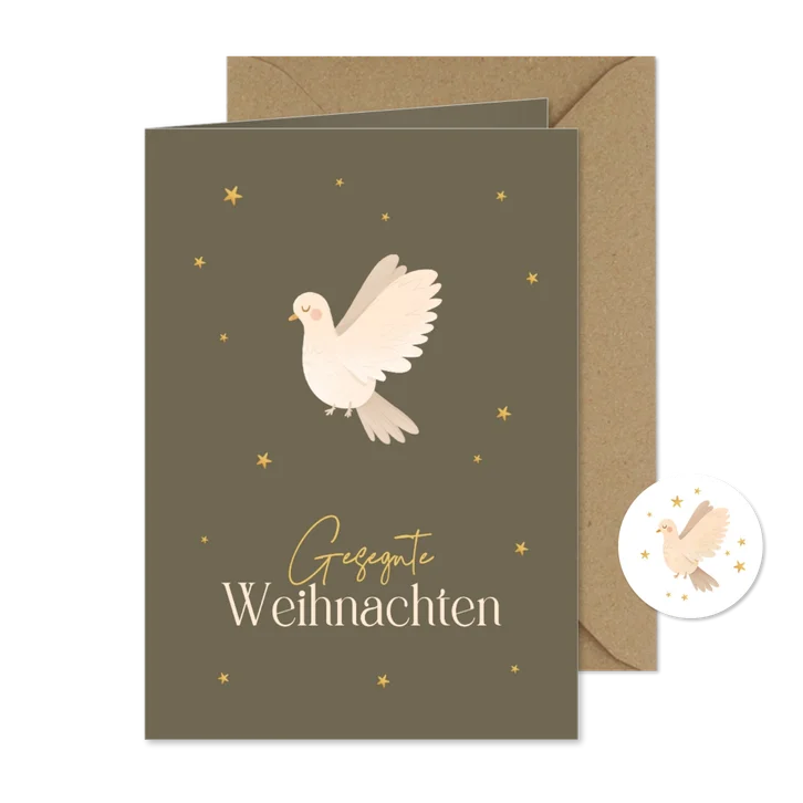 Weihnachtskarte Taube 'Gesegnete Weihnachten' christlich