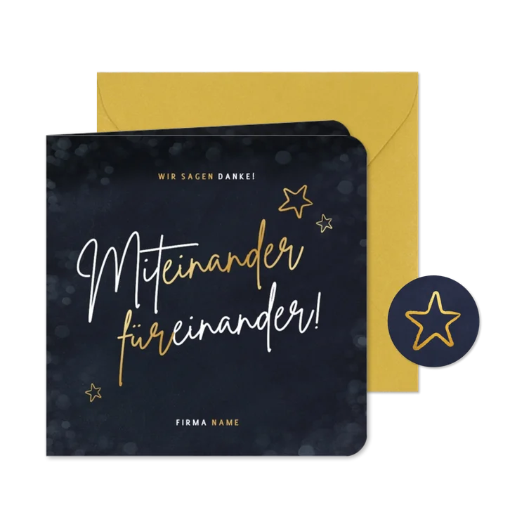 Weihnachtskarte Teamarbeit 'Miteinander, füreinander'