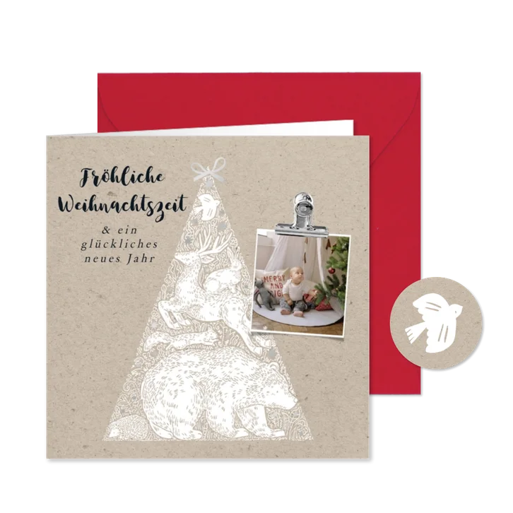 Weihnachtskarte Tiere & Kraftpapierlook