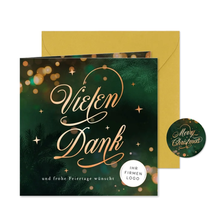 Weihnachtskarte Vielen Dank edler Schriftzug Logo