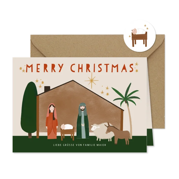 Weihnachtskarte Weihnachtskrippe Stall von Bethlehem