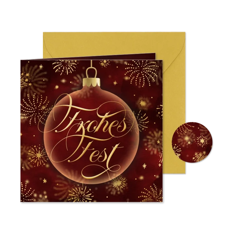 Weihnachtskarte Weihnachtskugel klassische Schreibschrift
