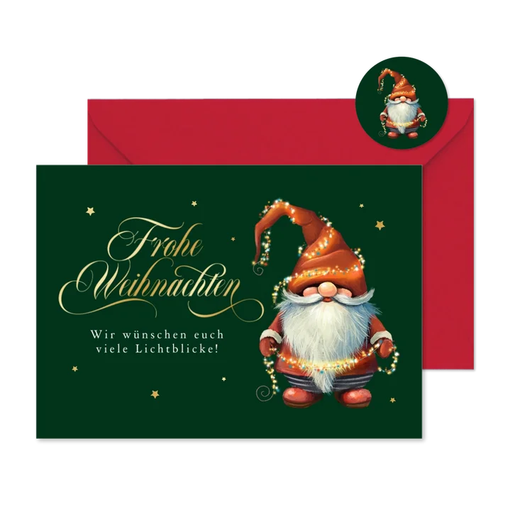 Weihnachtskarte Weihnachtsmann-Wichtel