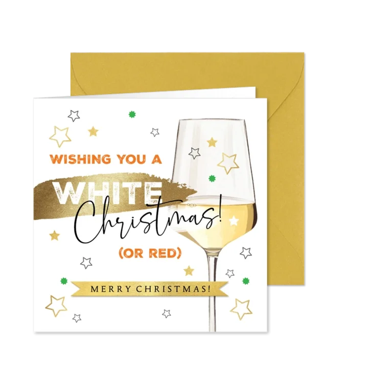 Weihnachtskarte 'White Christmas' Weißwein