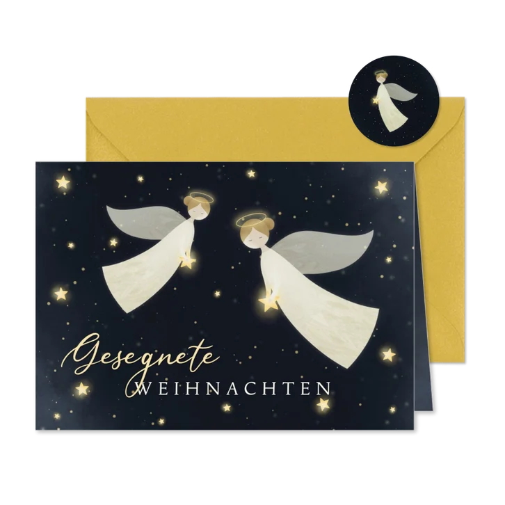 Weihnachtskarte zwei Weihnachtsengel