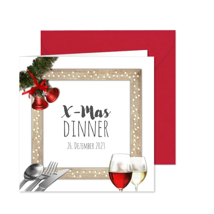 Weihnachtsmenü mit Holzrahmen