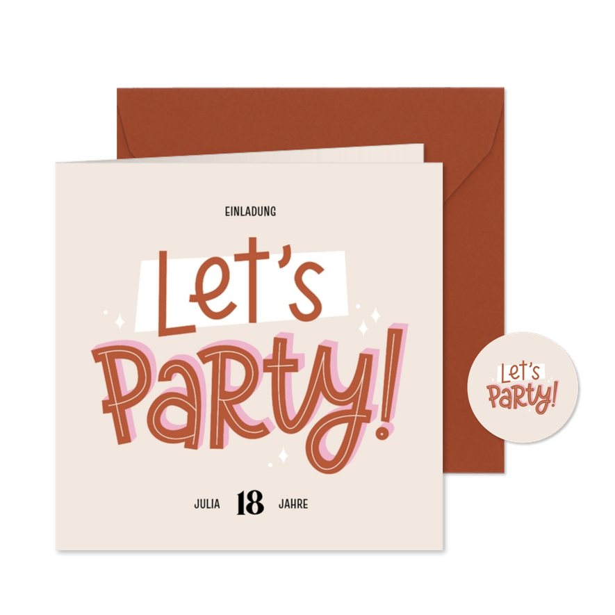 18. Geburtstag Einladungskarte 'Let's Party' - Karteneindruck