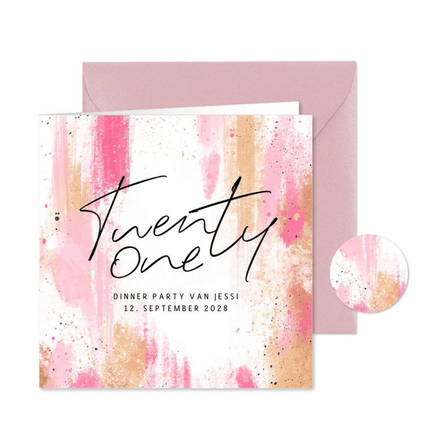 21-Dinnerparty Einladung Pinselstriche - Karteneindruck
