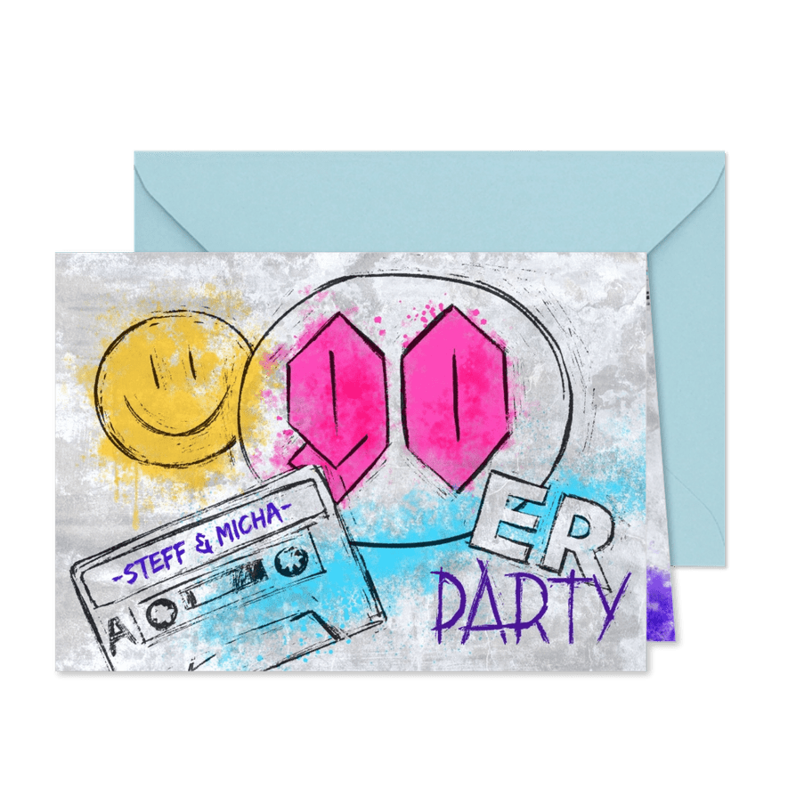 90er Grunge Party Einladung - Kartenvorschau